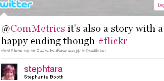 Image - tweet from @Stephtara - @ComMetrics it's also a story with a happy ending though #flickr 